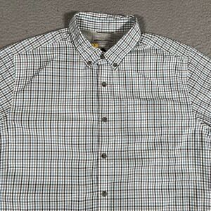 Eddie Bauer Shirt Mens Large Blue Plaid Travex Button Down Outdoor Hiking Logo‎